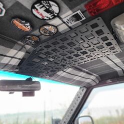 Jeep XJ molle panel installed as overhead console for overland storage